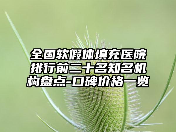 全国软假体填充医院排行前二十名知名机构盘点-口碑价格一览