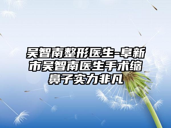 吴智南整形医生-阜新市吴智南医生手术缩鼻子实力非凡