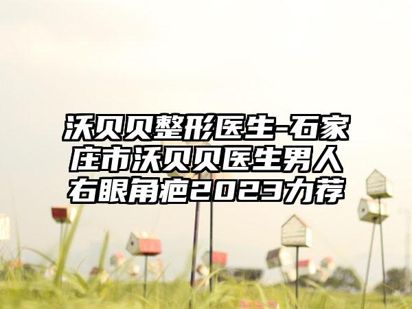 沃贝贝整形医生-石家庄市沃贝贝医生男人右眼角疤2023力荐