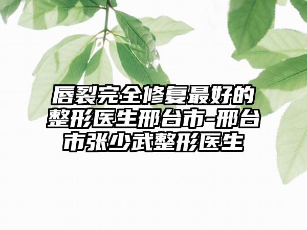 唇裂完全修复最好的整形医生邢台市-邢台市张少武整形医生