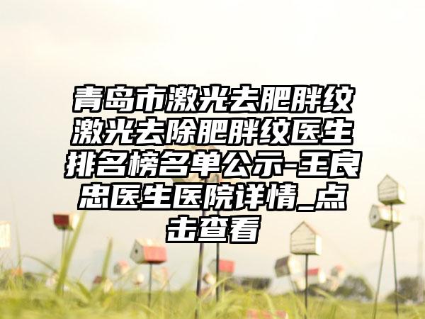 青岛市激光去肥胖纹激光去除肥胖纹医生排名榜名单公示-王良忠医生医院详情_点击查看