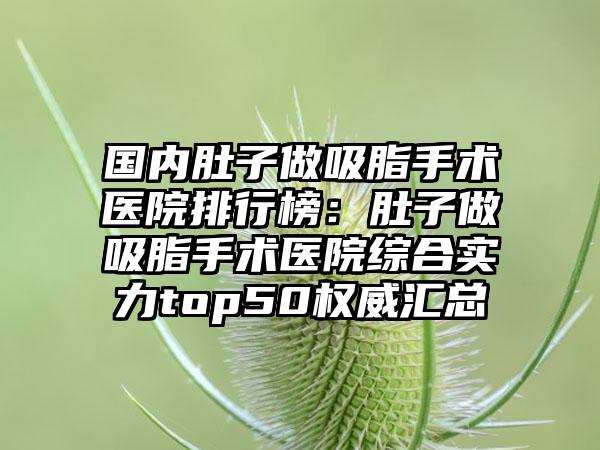 国内肚子做吸脂手术医院排行榜：肚子做吸脂手术医院综合实力top50权威汇总