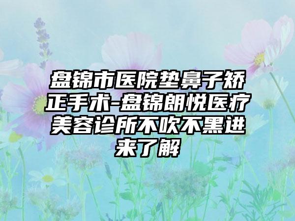 盘锦市医院垫鼻子矫正手术-盘锦朗悦医疗美容诊所不吹不黑进来了解