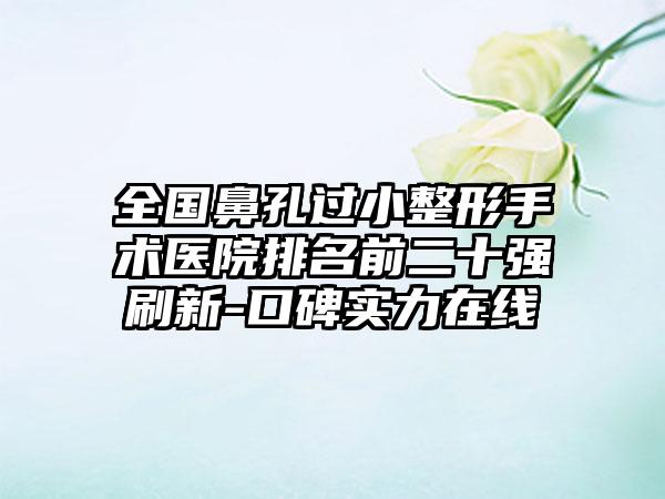 全国鼻孔过小整形手术医院排名前二十强刷新-口碑实力在线