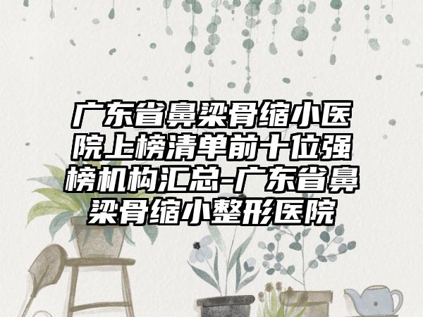 广东省鼻梁骨缩小医院上榜清单前十位强榜机构汇总-广东省鼻梁骨缩小整形医院