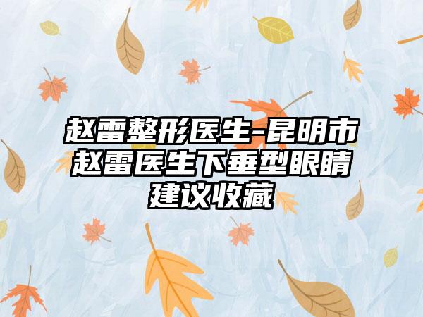 赵雷整形医生-昆明市赵雷医生下垂型眼睛建议收藏