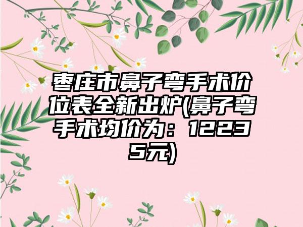 枣庄市鼻子弯手术价位表全新出炉(鼻子弯手术均价为：12235元)