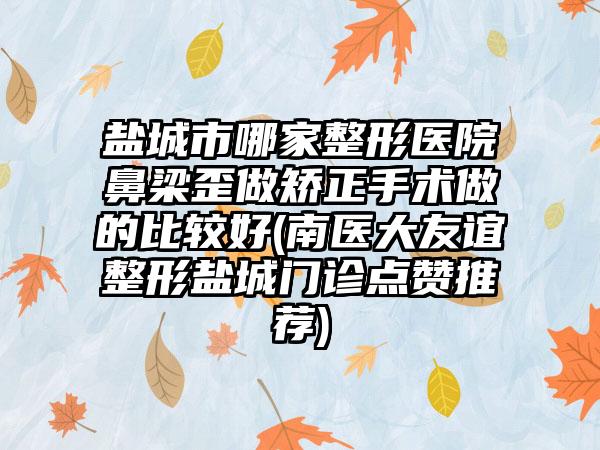 盐城市哪家整形医院鼻梁歪做矫正手术做的比较好(南医大友谊整形盐城门诊点赞推荐)