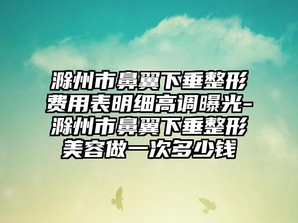 滁州市鼻翼下垂整形费用表明细高调曝光-滁州市鼻翼下垂整形美容做一次多少钱