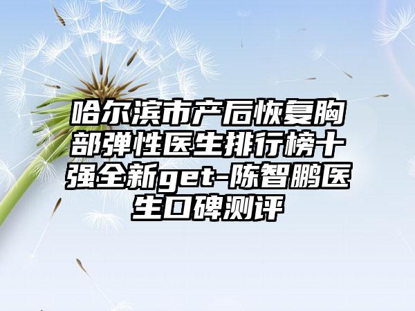 哈尔滨市产后恢复胸部弹性医生排行榜十强全新get-陈智鹏医生口碑测评