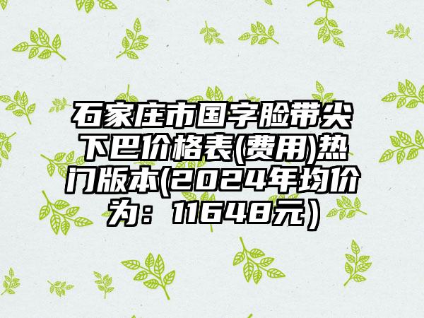 石家庄市国字脸带尖下巴价格表(费用)热门版本(2024年均价为：11648元）