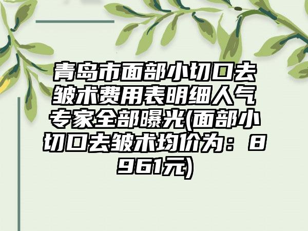 青岛市面部小切口去皱术费用表明细人气专家全部曝光(面部小切口去皱术均价为：8961元)