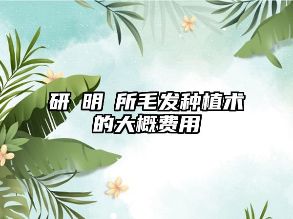 研醫明診所毛发种植术的大概费用