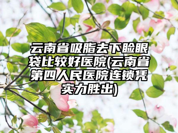 云南省吸脂去下睑眼袋比较好医院(云南省第四人民医院连锁凭实力胜出)