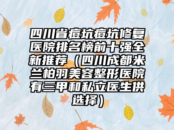 四川省痘坑痘坑修复医院排名榜前十强全新推荐（四川成都米兰柏羽美容整形医院有三甲和私立医生供选择）