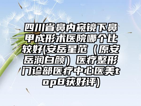 四川省鼻内窥镜下鼻甲成形术医院哪个比较好(安岳星范（原安岳润白颜）医疗整形门诊部医疗中心医美top8获好评)