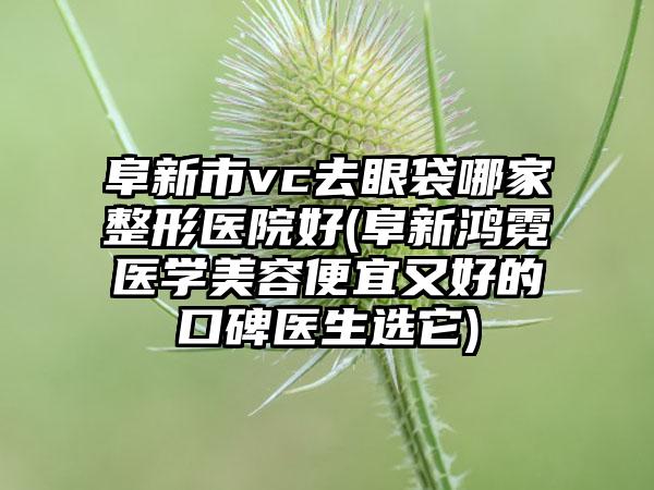 阜新市vc去眼袋哪家整形医院好(阜新鸿霓医学美容便宜又好的口碑医生选它)