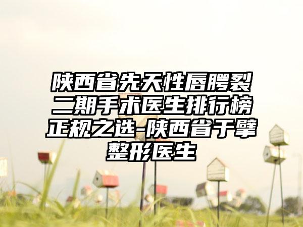 陕西省先天性唇腭裂二期手术医生排行榜正规之选-陕西省于擘整形医生