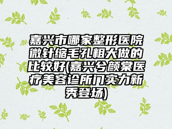 嘉兴市哪家整形医院微针缩毛孔粗大做的比较好(嘉兴兮颜棠医疗美容诊所门实力新秀登场)