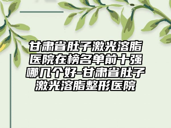 甘肃省肚子激光溶脂医院在榜名单前十强哪几个好-甘肃省肚子激光溶脂整形医院