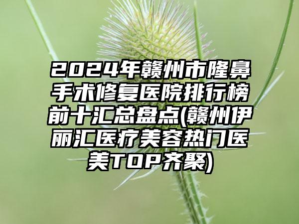 2024年赣州市隆鼻手术修复医院排行榜前十汇总盘点(赣州伊丽汇医疗美容热门医美TOP齐聚)