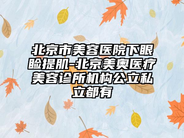 北京市美容医院下眼睑提肌-北京美奥医疗美容诊所机构公立私立都有