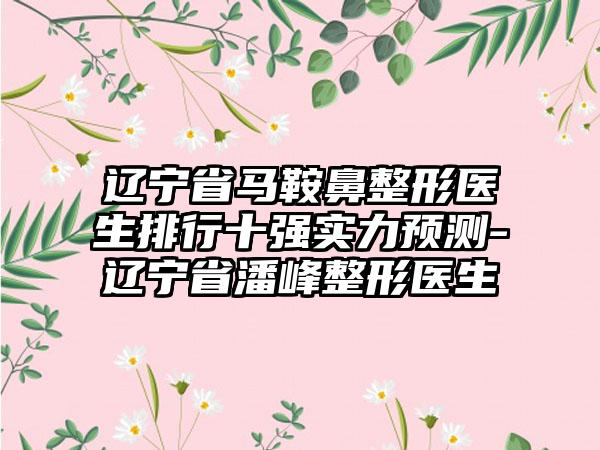 辽宁省马鞍鼻整形医生排行十强实力预测-辽宁省潘峰整形医生