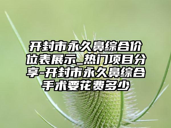 开封市永久鼻综合价位表展示_热门项目分享-开封市永久鼻综合手术要花费多少