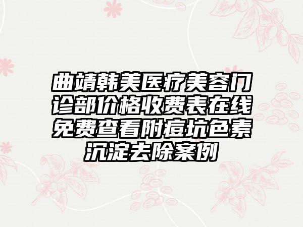 曲靖韩美医疗美容门诊部价格收费表在线免费查看附痘坑色素沉淀去除案例