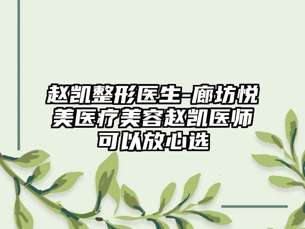 赵凯整形医生-廊坊悦美医疗美容赵凯医师可以放心选