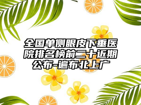 全国单侧眼皮下垂医院排名榜前二十近期公布-遍布北上广