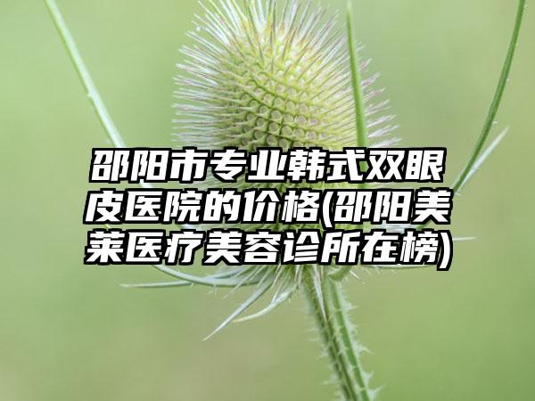 邵阳市专业韩式双眼皮医院的价格(邵阳美莱医疗美容诊所在榜)