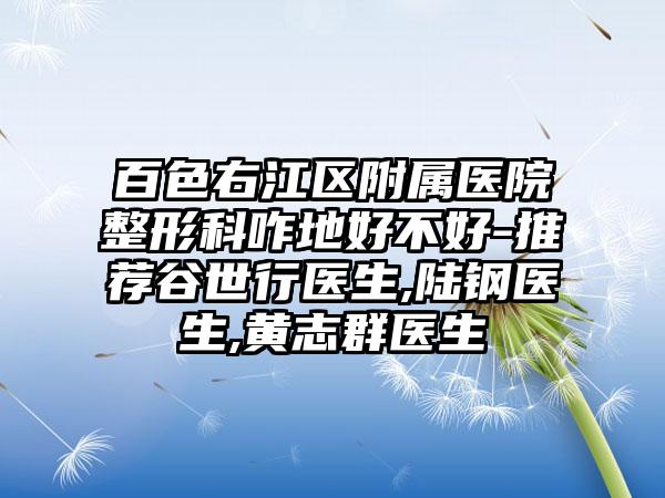 百色右江区附属医院整形科咋地好不好-推荐谷世行医生,陆钢医生,黄志群医生