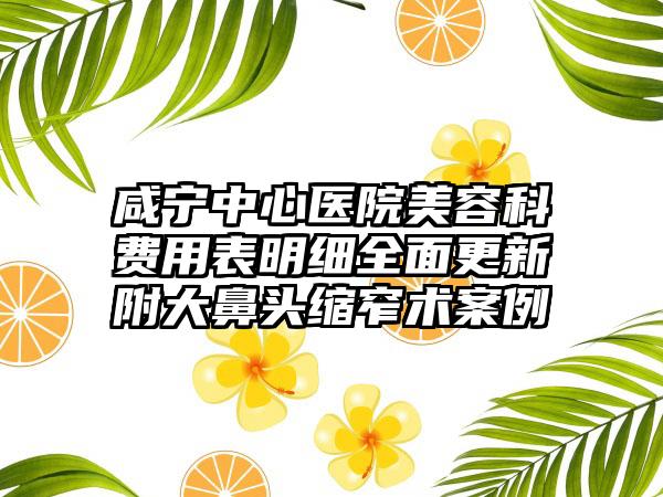 咸宁中心医院美容科费用表明细全面更新附大鼻头缩窄术案例