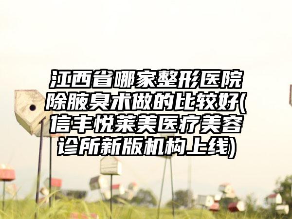 江西省哪家整形医院除腋臭术做的比较好(信丰悦莱美医疗美容诊所新版机构上线)