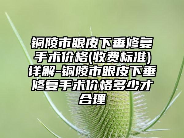 铜陵市眼皮下垂修复手术价格(收费标准)详解-铜陵市眼皮下垂修复手术价格多少才合理