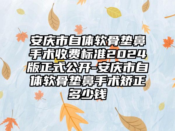 安庆市自体软骨垫鼻手术收费标准2024版正式公开-安庆市自体软骨垫鼻手术矫正多少钱