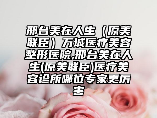 邢台美在人生（原美联臣）万城医疗美容整形医院,邢台美在人生(原美联臣)医疗美容诊所哪位专家更厉害