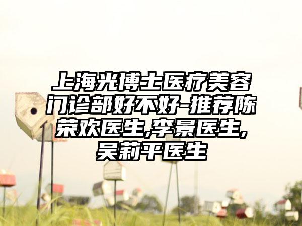 上海光博士医疗美容门诊部好不好-推荐陈荣欢医生,李景医生,吴莉平医生