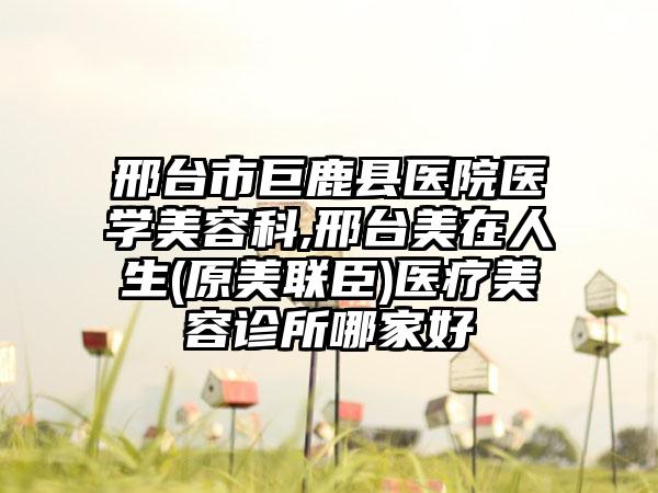 邢台市巨鹿县医院医学美容科,邢台美在人生(原美联臣)医疗美容诊所哪家好