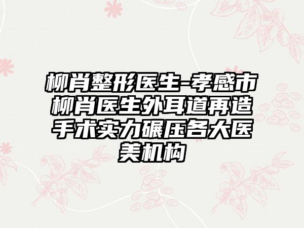 柳肖整形医生-孝感市柳肖医生外耳道再造手术实力碾压各大医美机构