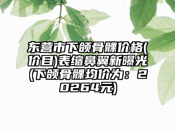 东营市下颌骨髁价格(价目)表缩鼻翼新曝光(下颌骨髁均价为：20264元)