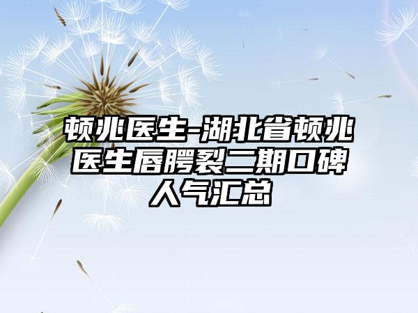 顿兆医生-湖北省顿兆医生唇腭裂二期口碑人气汇总