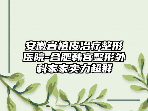 安徽省植皮治疗整形医院-合肥韩宫整形外科家家实力超群