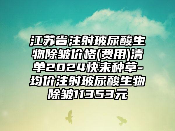 江苏省注射玻尿酸生物除皱价格(费用)清单2024快来种草-均价注射玻尿酸生物除皱11353元