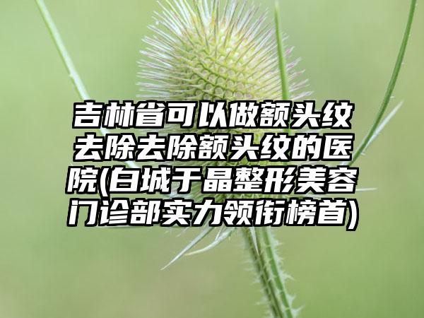 吉林省可以做额头纹去除去除额头纹的医院(白城于晶整形美容门诊部实力领衔榜首)