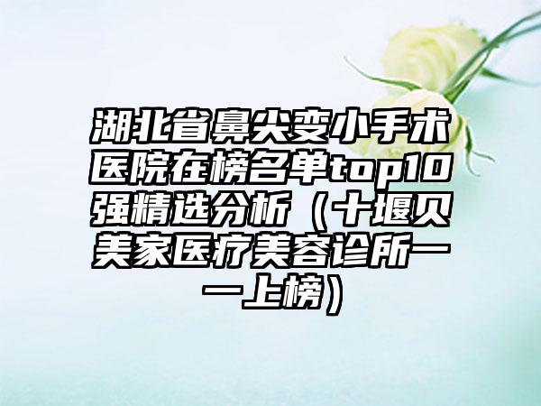 湖北省鼻尖变小手术医院在榜名单top10强精选分析（十堰贝美家医疗美容诊所一一上榜）