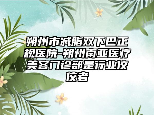 朔州市减脂双下巴正规医院-朔州南亚医疗美容门诊部是行业佼佼者