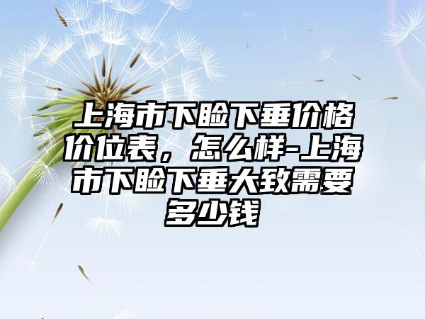 上海市下睑下垂价格价位表，怎么样-上海市下睑下垂大致需要多少钱