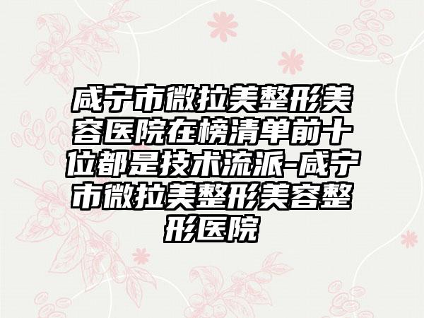 咸宁市微拉美整形美容医院在榜清单前十位都是技术流派-咸宁市微拉美整形美容整形医院